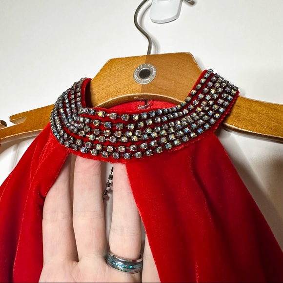 Prima Donna Collection Red Dress Sz S - Collar Jewels Prom Pageant Backless Gown - Picture 7 of 13